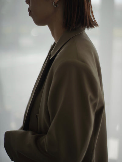Super120`s wool twill double breasted jacket