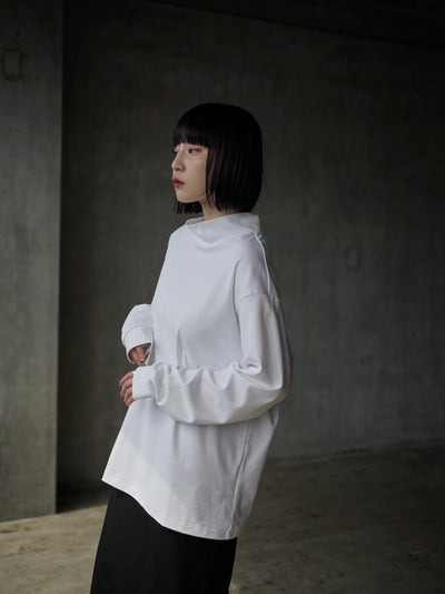Suvin cotton smooth mock neck long sleeves pullover shirt