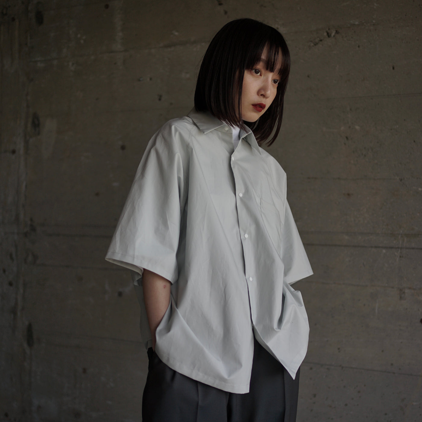 Suvin/pima 120/2 typewriter cloth raglan half sleeve shirt