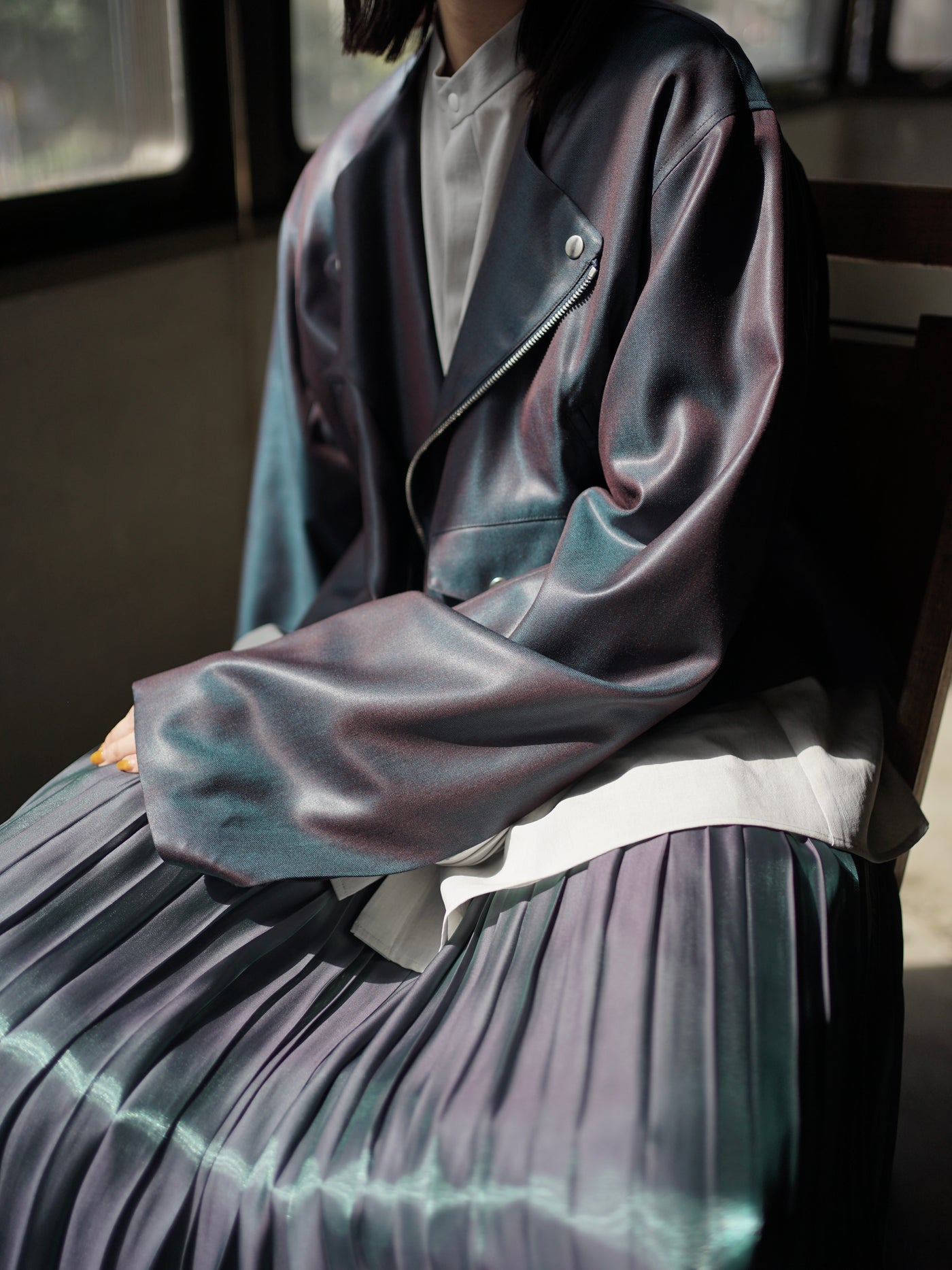 [Pre-order] Aurora cloth double side pleated skirt / emerald