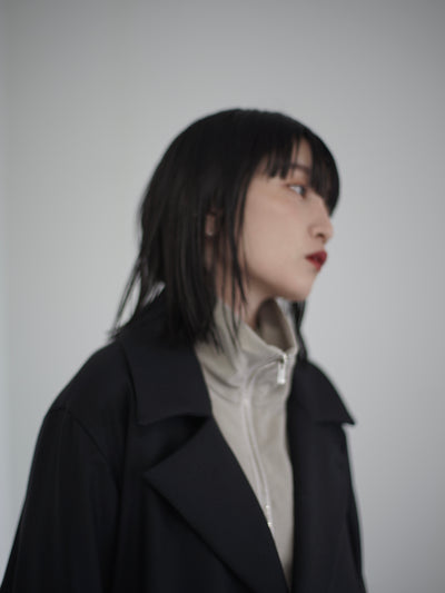 4ply wool twill double breasted half coat