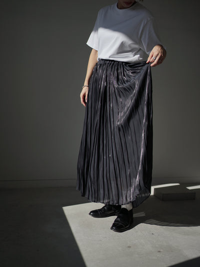 [Pre-order] Aurora cloth double side pleated skirt / black
