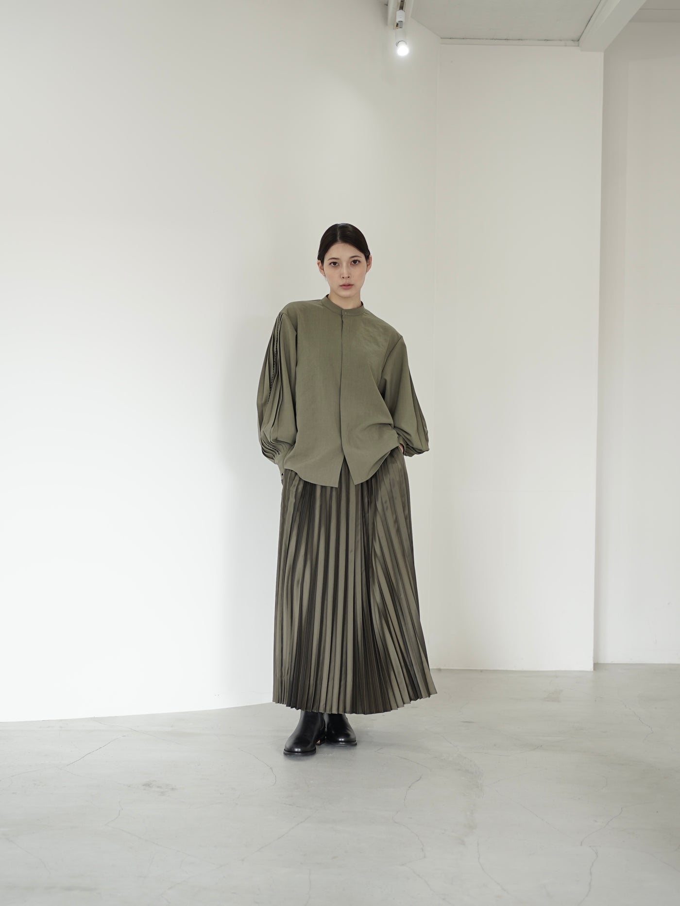 Polyester twill half way accordion pleated skirt