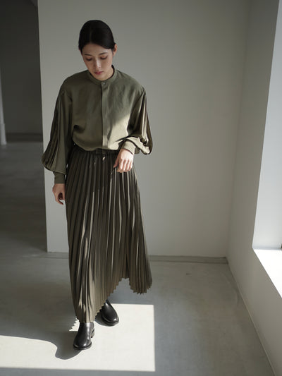 Polyester twill half way accordion pleated skirt