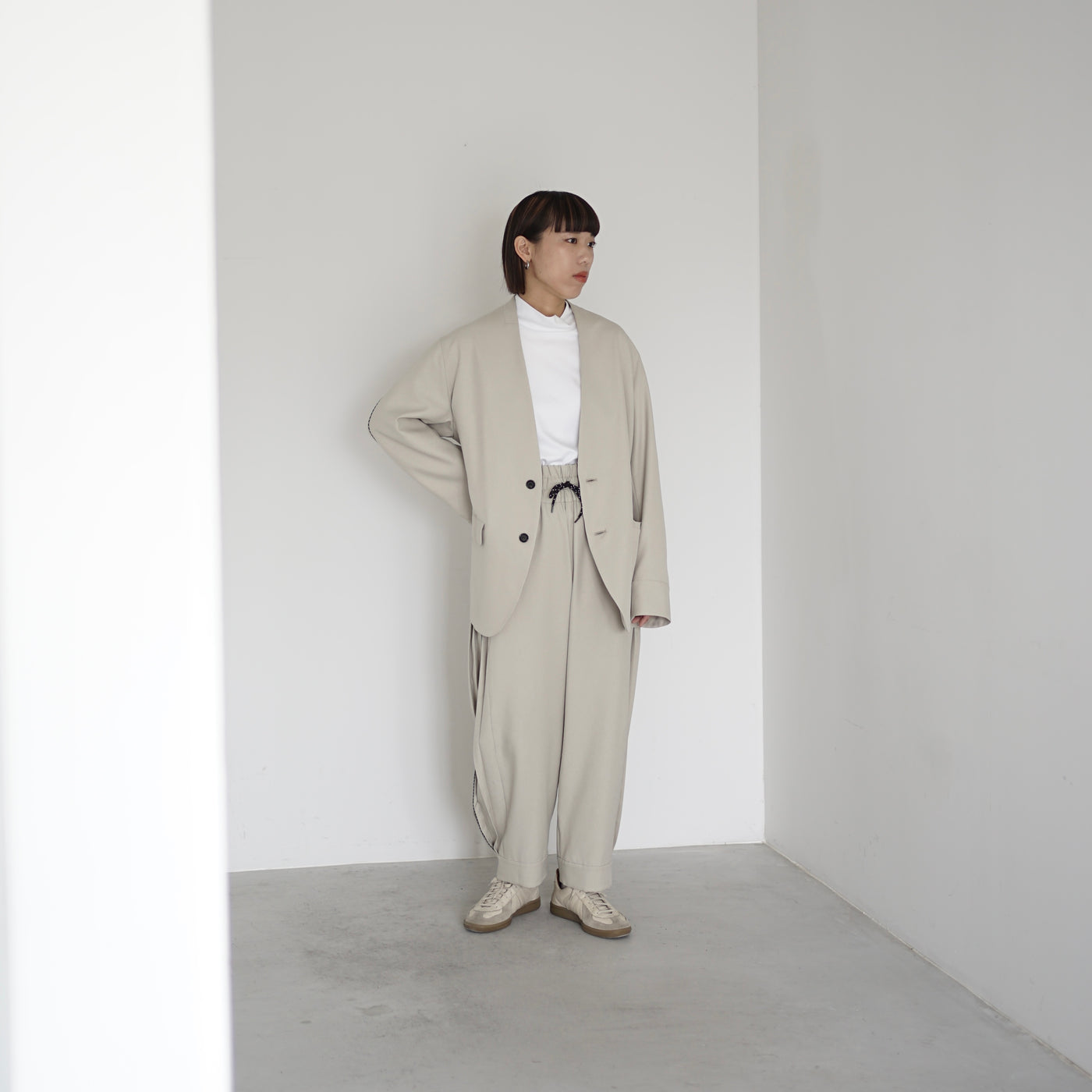 Polyester Linon pleated track pants