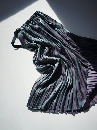 [Pre-order] Aurora cloth double side pleated skirt / emerald