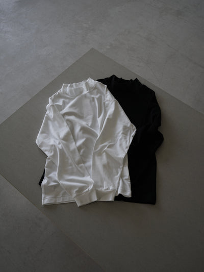 Suvin cotton smooth mock neck long sleeves pullover shirt