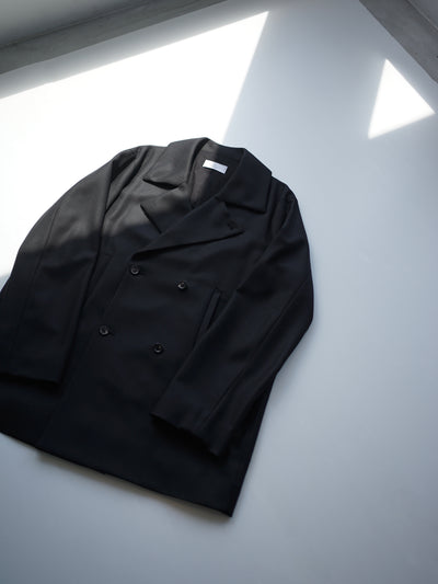 4ply wool twill double breasted half coat