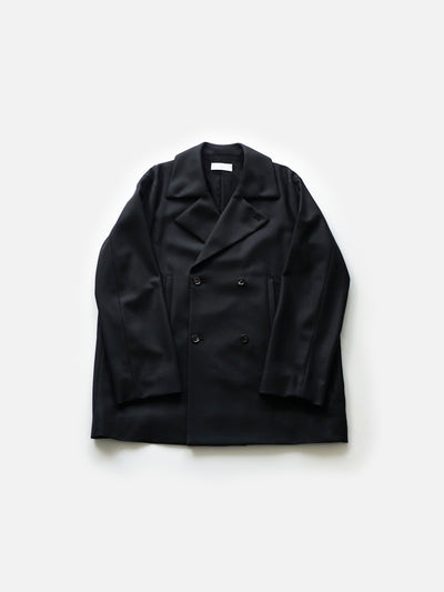 4ply wool twill double breasted half coat
