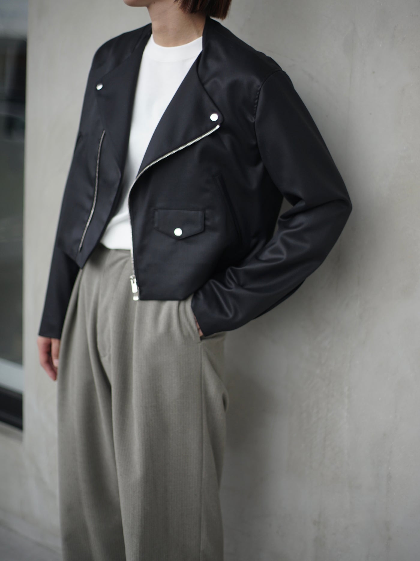 shuttle loom fabric double breasted riders jacket / size1