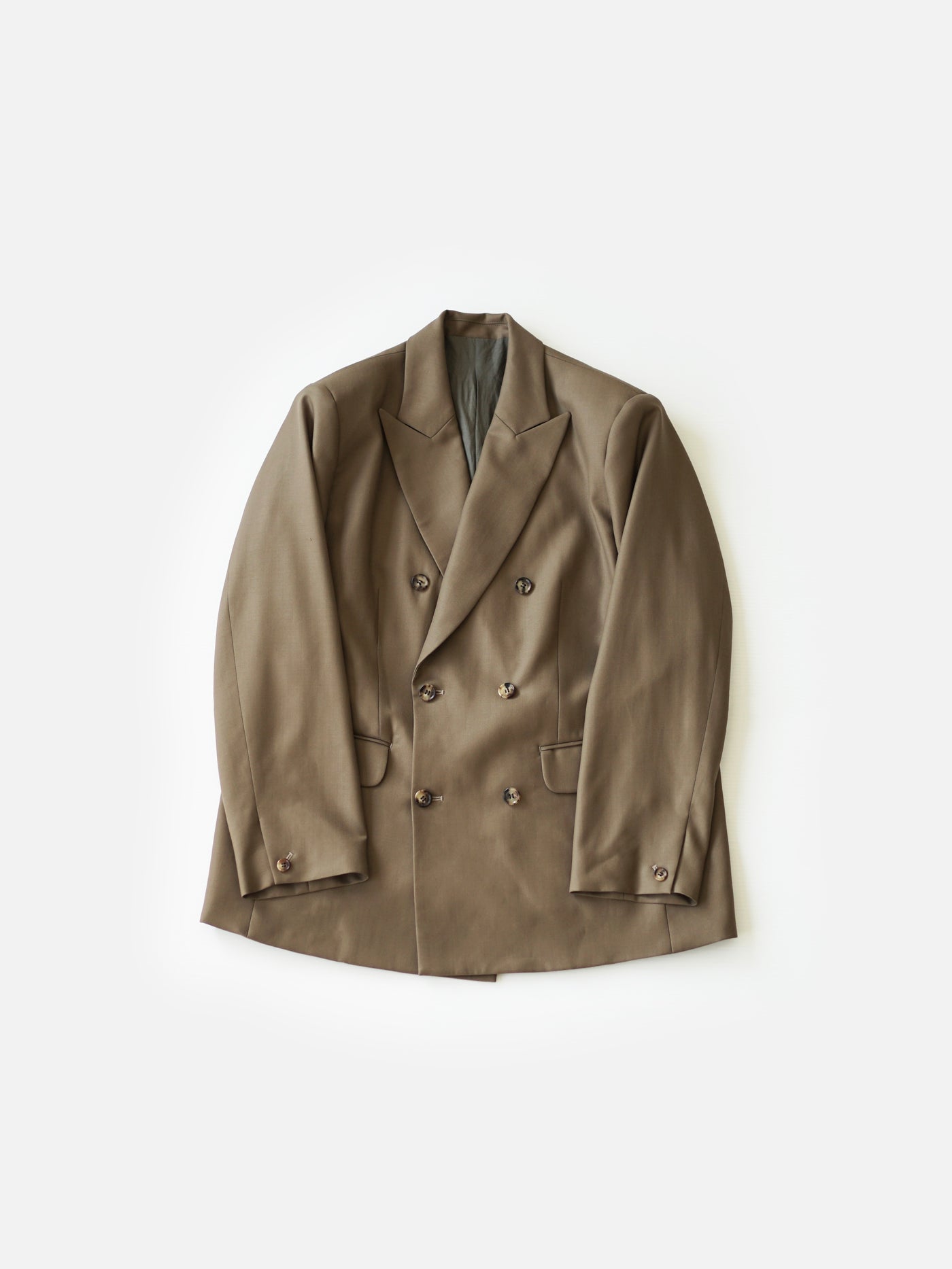 Super120`s wool twill double breasted jacket