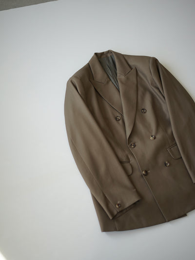 Super120`s wool twill double breasted jacket