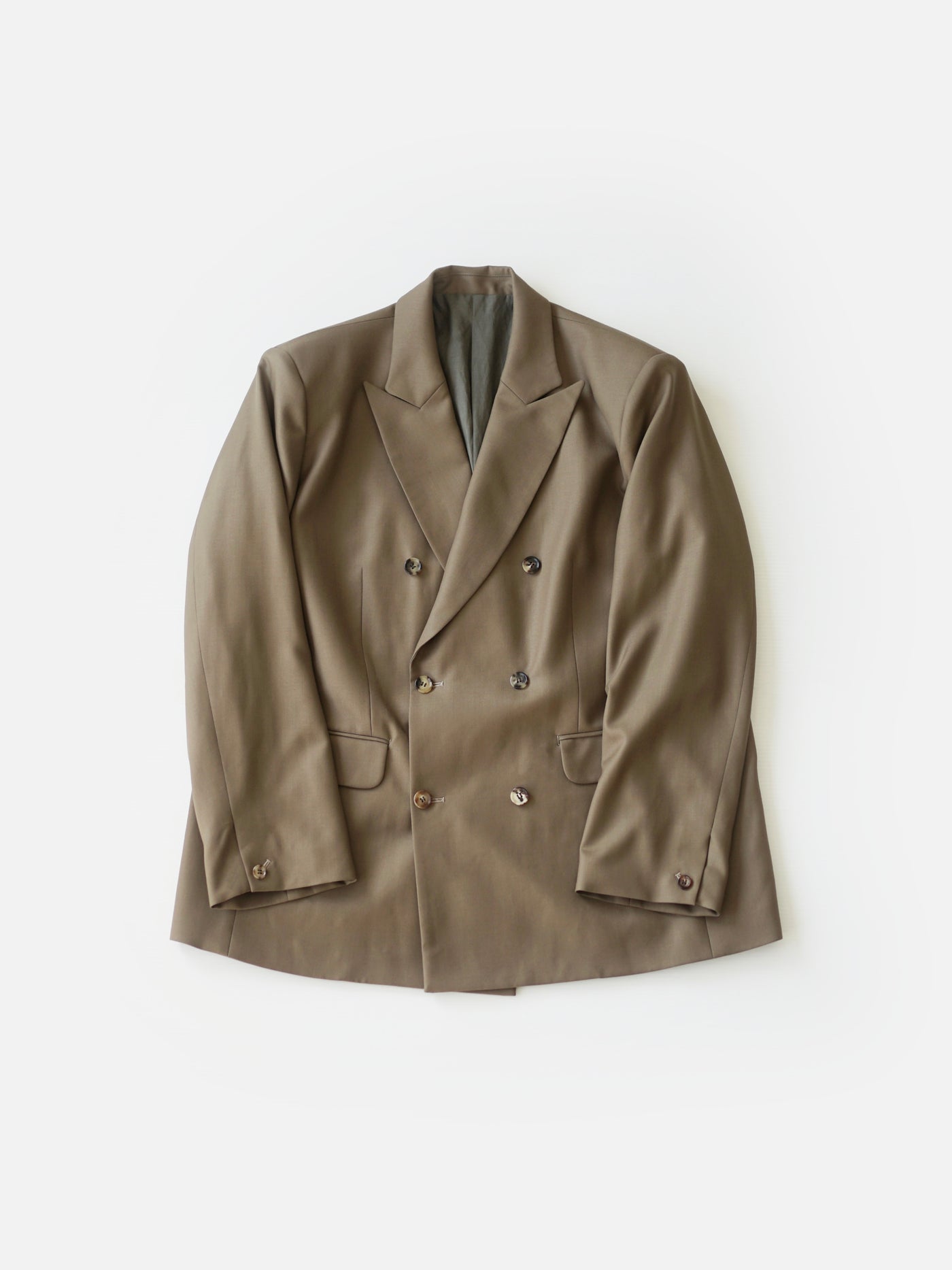 Super120`s wool twill double breasted jacket