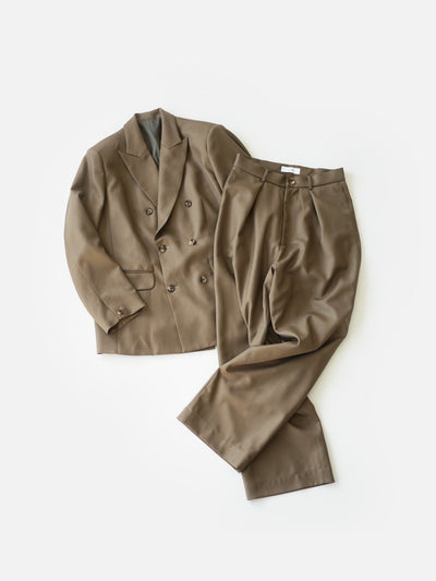 Super120`s wool twill double breasted jacket