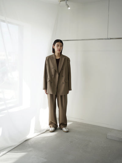 Super120`s wool twill double breasted jacket