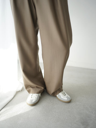 Super120`s wool twill tuck slacks