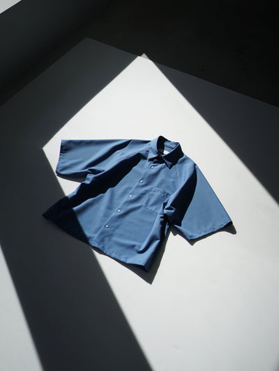 wool typewriter cloth raglan half sleeve shirt