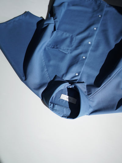 wool typewriter cloth raglan half sleeve shirt