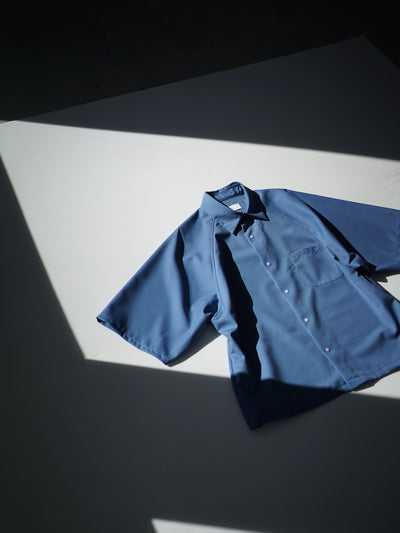 wool typewriter cloth raglan half sleeve shirt