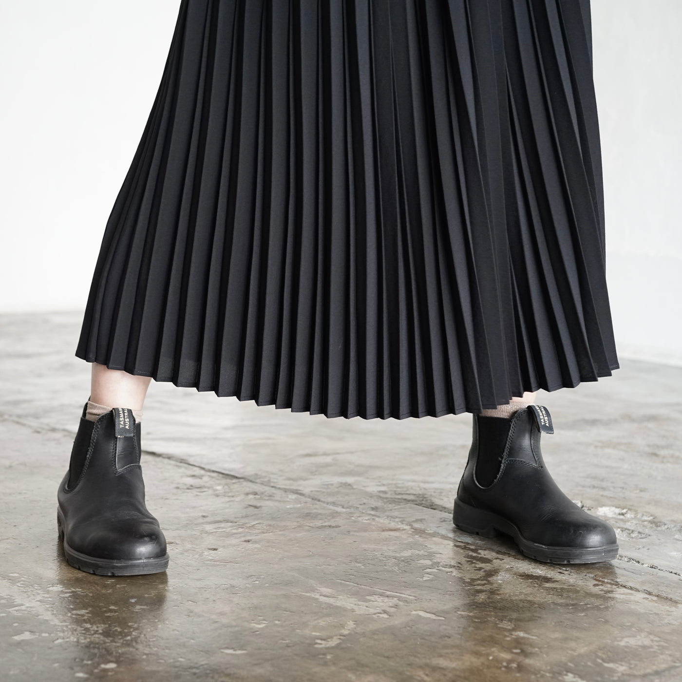 Polyester voile half way accordion pleated skirt